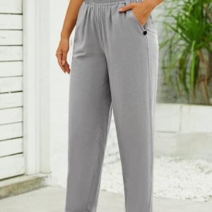 Loose Cotton Casual Pants, Pants, color:Gray|size:XS, catalog Noracora shop