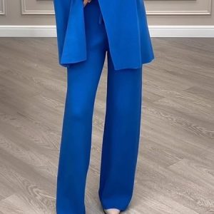 Plain Casual Loosen Pants, Knit Pants, color:Blue|size:XXL, Stylewe