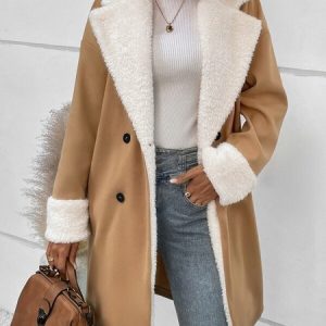 Women's Plain Thicken Loose Jacket, Outerwear, color:Khaki|size:5XL, catalog Noracora shop