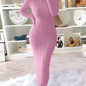 Women Plain Crew Neck Long Sleeve Comfy Casual Midi Dress, Dresses, color:Purple|size:3XL, catalog Noracora shop