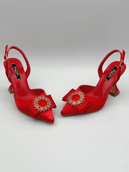 Spool Heel All Season Elegant Flat, Heels, color:Red|size:43, Stylewe