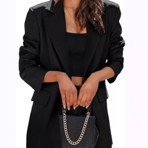 Women's Spring/Fall Outerwear Casual Plain Long Sleeve Shawl Collar Regular Blazer, JustFashionNow Blazers, color:Black|size:XXL,