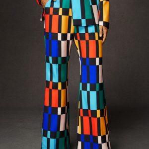 Urban Colorblock Fashion Pants With Pockets, Pants, color:As Picture|size:XXL, Stylewe
