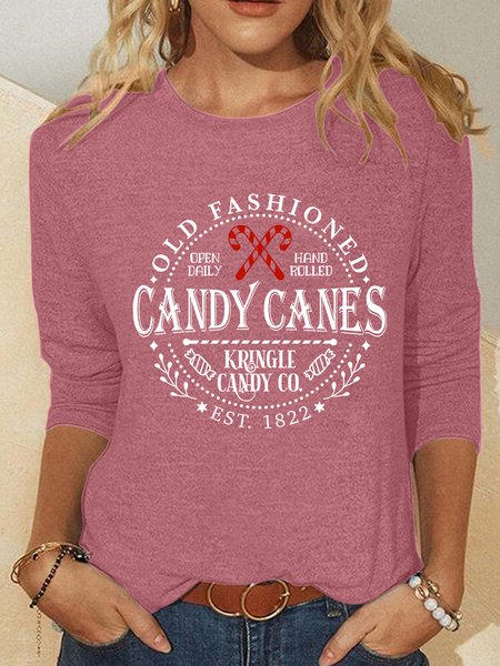 Christmas Candy Cane North Pole Casual Long Sleeve Shirt, Long sleeves, Lilicloth.com