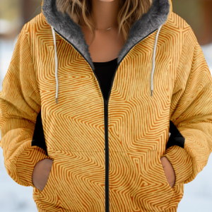 Women's Geometric Thicken Loose Jacket, Outerwear, color:Yellow|size:4XL, catalog Noracora shop