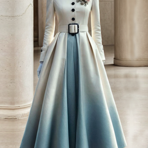 Regular Sleeve Elegant Stand Collar Ombre Regular Fit Coat With Belt Corsage not included, Coats, color:As Picture|size:XXL, Stylewe