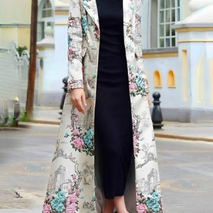 Shawl Collar Regular Sleeve Regular Fit Printing Urban Coat, Coats, color:As Picture|size:XXL, Stylewe