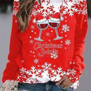 Casual Crew Neck Text Letters Sweatshirt, Hoodies & Sweatshirts, color:Red|size:4XL, catalog Noracora shop