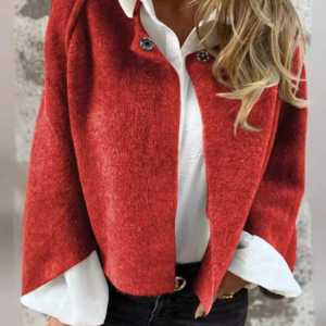 Women's Plain Cloak Thicken Loose Jacket, Outerwear, color:Brick Red|size:5XL, catalog Noracora shop