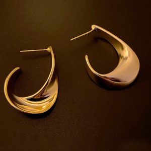 Urban Plain Metal Dangle, Earrings, color:Golden|size:One-size, Stylewe