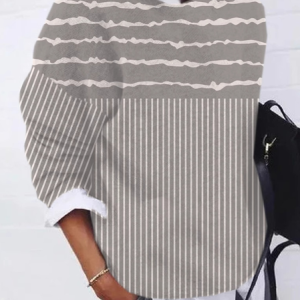Casual Crew Neck Striped Sweatshirt Zipper, Hoodies & Sweatshirts, color:Gray|size:4XL, catalog Noracora shop