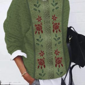 Casual Crew Neck Ethnic Sweatshirt Zipper, Hoodies & Sweatshirts, color:Green|size:4XL, catalog Noracora shop