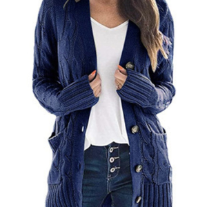 Women Yarn/Wool Yarn Plain Long Sleeve Comfy Casual Sweater, Sweaters, color:Navy Blue|size:XL, catalog Noracora shop