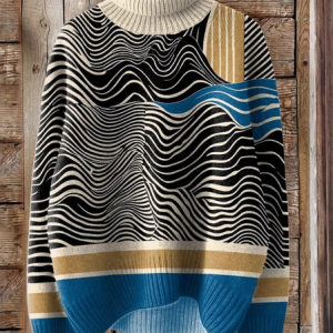 Casual Turtleneck Geometric Sweatshirt, Hoodies & Sweatshirts, color:As Picture|size:3XL, catalog Noracora shop
