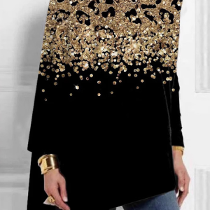 Women's Long Sleeve Blouse Spring/Fall Color Block Jersey Crew Neck Daily Going Out Casual Top, JustFashionNow Shirts, color:Black|size:3XL,