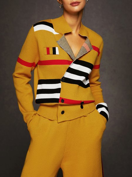 High Elasticity Casual Striped Cardigan, Cardigans, color:As Picture|size:XXL, Stylewe