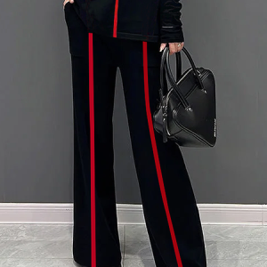 High Elasticity Color Block Casual Straight Sweater Pants, Pants, color:As Picture|size:XXL, Stylewe