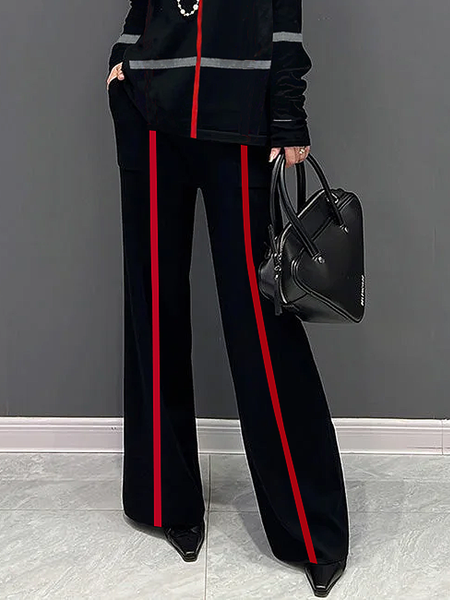 High Elasticity Color Block Casual Straight Sweater Pants, Pants, color:As Picture|size:XXL, Stylewe
