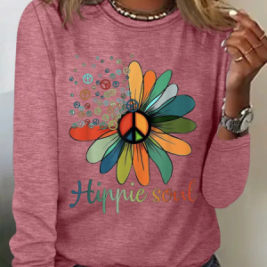 Women's Long Sleeve Tee T-shirt Spring/Fall Floral Cotton-Blend Crew Neck Daily Going Out Vintage Top, JustFashionNow T-Shirts, color:Watermelon|size:3XL,