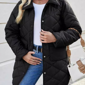 Women's Plain Thicken Loose Padded Jacket, Outerwear, color:Black|size:XXL, catalog Noracora shop