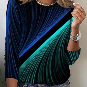 Contrast gradient lightning loose top T-shirt, T-shirts, color:Black|size:XXL, catalog Noracora shop