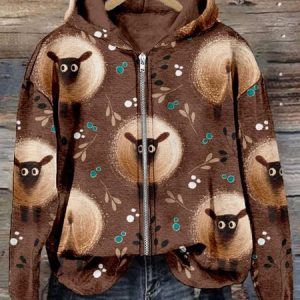 Women's Ethnic Zipper Regular Loose Jacket, Jackets, color:Brown|size:5XL, catalog Noracora shop