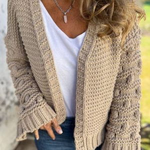 Women Yarn/Wool Yarn Plain Long Sleeve Comfy Casual Cardigan, Cardigans, color:Gray|size:XXL, catalog Noracora shop