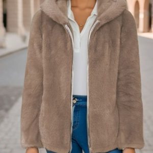 Women's Plain Regular Loose Jacket, Outerwear, color:Khaki|size:5XL, catalog Noracora shop