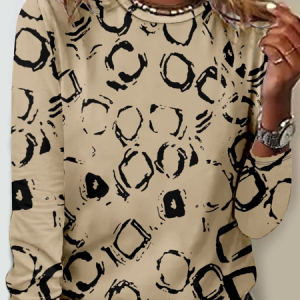 Crew Neck Jersey Loose Casual T-Shirt, Long sleeves, Lilicloth.com