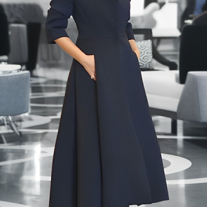 Elegant Plain Maxi Dress, Maxi Dresses, color:Black|size:XXL, Stylewe