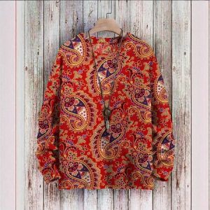 Casual Crew Neck Floral Sweatshirt, Hoodies & Sweatshirts, color:Red|size:4XL, catalog Noracora shop