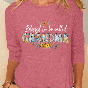 Flower Blessed To Be Called Grandma Casual Long Sleeve Shirt, Long sleeves, Lilicloth.com