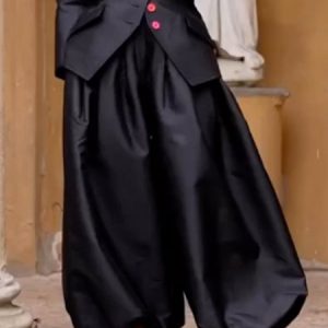 Loose Plain Casual Fashion Bloomers, Pants, color:Black|size:XXL, Stylewe