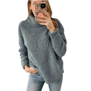 Casual Turtleneck Plain Sweatshirt, Hoodies & Sweatshirts, color:Blue|size:3XL, catalog Noracora shop