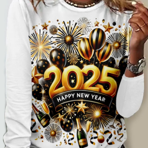 Casual Letter Pattern Crew Neck Long Sleeve T-shirt, T-shirts, color:Color3|size:5XL, catalog Noracora shop