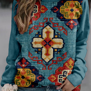 Hippie Casual Ethnic Crew Neck Sweatshirt, Hoodies&Sweatshirts, Lilicloth.com