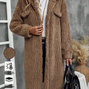 Women's Striped Thicken Loose Jacket, Coats, color:Coffee|size:XXL, catalog Noracora shop