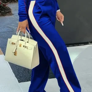 Casual Color Block Straight Fashion Pants, Pants, color:Blue|size:XXL, Stylewe