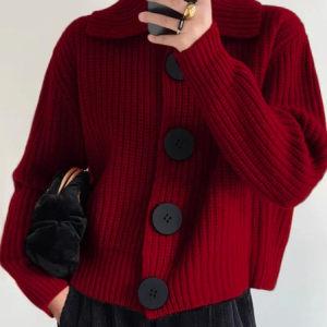 Shawl Collar Raglan Sleeves Buttoned Casual Halloween Cardigan, Cardigans, color:Red|size:XXL, Stylewe
