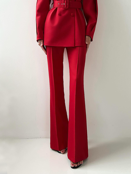 Regular Fit Pocket Stitching Urban Plain Long Pants Straight pants, Pants, color:Red|size:XXL, Stylewe