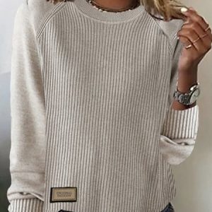 Women Yarn/Wool Yarn Plain Long Sleeve Comfy Casual Sweater, Sweaters, color:Camel|size:4XL, catalog Noracora shop