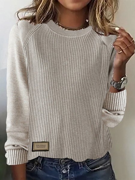 Women's Spring/Fall Plain Casual Long Sleeve Crew Neck Yarn/Wool Yarn Sweater, JustFashionNow Sweaters, color:Camel|size:4XL,