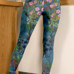 Women's Casual Floral Winter Long Leggings, JustFashionNow Leggings, color:Green|size:4XL,