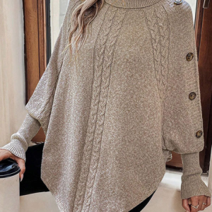 Women Yarn/Wool Yarn Plain Long Sleeve Comfy Casual Sweater, Sweaters, color:Khaki|size:XL, catalog Noracora shop