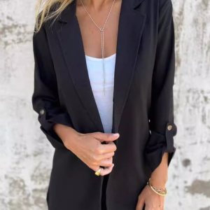 Women's Plain Regular Loose Blazer, Outerwear, color:Black|size:5XL, catalog Noracora shop