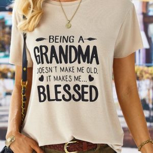 Casual Short Sleeve Round Neck Printed Top T-Shirt, T-shirts, color:Khaki|size:3XL, catalog Noracora shop