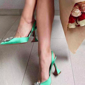 Urban Color Block All Season Satin Flat, Heels, color:Lightgreen|size:42, Stylewe