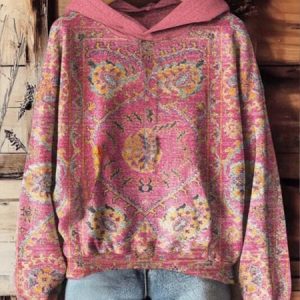 Casual Hoodie Floral Sweatshirt, Hoodies & Sweatshirts, color:Pink|size:4XL, catalog Noracora shop