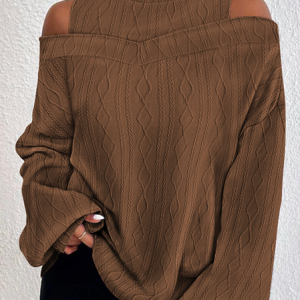 Turtleneck Long Sleeve Plain Regular Micro-Elasticity Loose Blouse For Women, Blouses, color:Coffee|size:XL, catalog Noracora shop