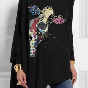 Crew Neck Long Sleeve Christmas Tree Print Loose Blouse For Women, Blouses, color:Color2|size:3XL, catalog Noracora shop